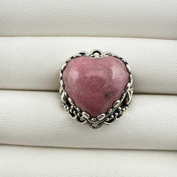 Carolyn Pollack Heart Ring Pink Rhodonite Te Amo Size 6 Sterling Silver 925 - Picture 7 of 12